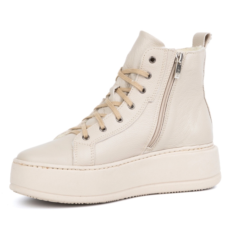 Olivier Bottes d'hiver isolées en cuir pour femme 1174, beige 1 Olivier Bottes d'hiver isolées en cuir pour femme 1174, beige 1