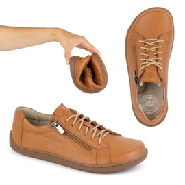 Olivier Chaussures minimalistes en cuir pieds nus pour femmes modèle 1243 rouge orange 1