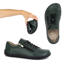 Olivier Chaussures minimalistes en cuir pieds nus pour femmes modèle 1243 vert 4