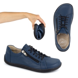Olivier Chaussures minimalistes en cuir pieds nus pour femme modèle 1243, bleu marine 2