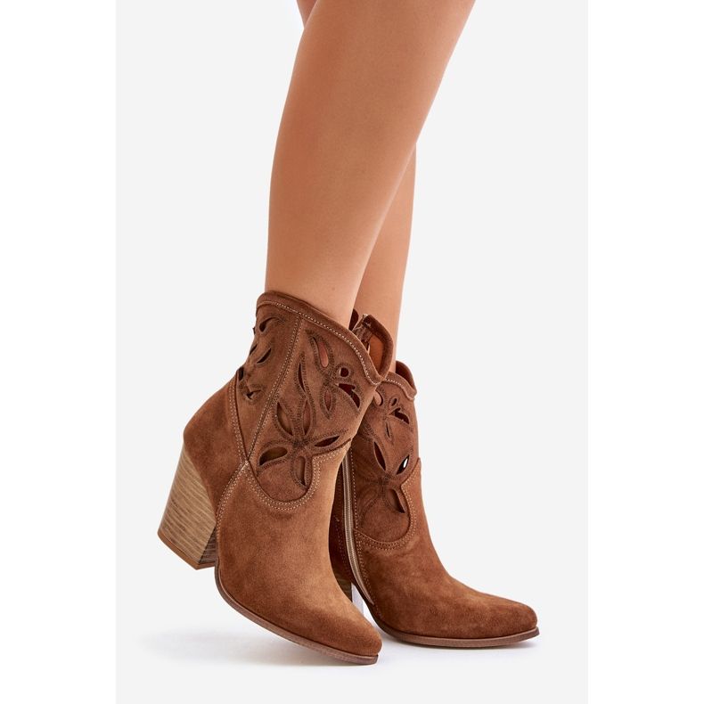 Lewski Shoes Santiags En Daim Avec Motif Ajouré Lewski 3612 Marron beige 1