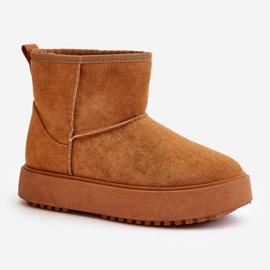 Bottes de neige à plateforme pour femmes en daim écologique Camel Atteria brun 5