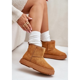 Bottes de neige à plateforme pour femmes en daim écologique Camel Atteria brun 10