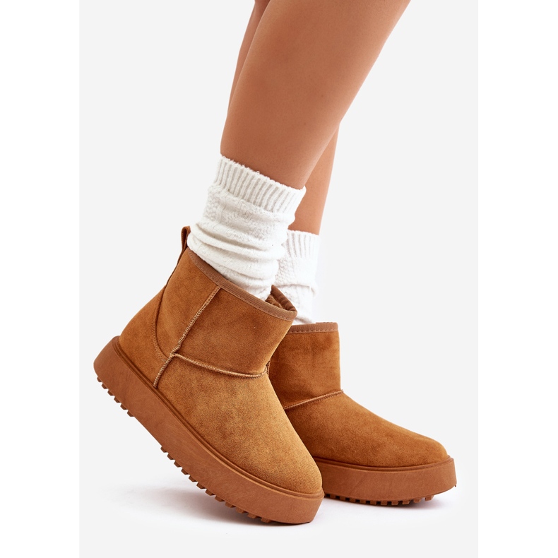 Bottes de neige à plateforme pour femmes en daim écologique Camel Atteria brun 1