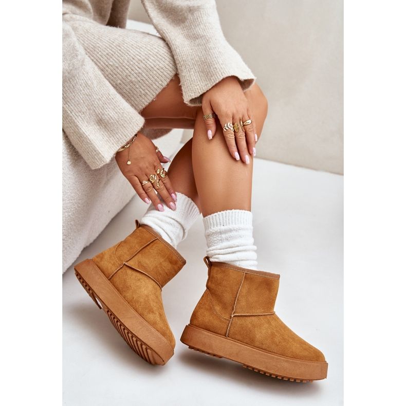 Bottes de neige à plateforme pour femmes en daim écologique Camel Atteria brun 2