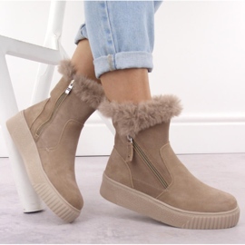 Bottines en cuir pour femme en daim beige avec fourrure Filippo DBT6484 4