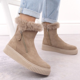 Bottines en cuir pour femme en daim beige avec fourrure Filippo DBT6484 5
