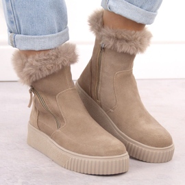 Bottines en cuir pour femme en daim beige avec fourrure Filippo DBT6484 6