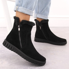 Bottines en cuir pour femme en daim noir avec fourrure Filippo DBT6362 le noir 5