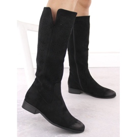 Bottines ajourées isolées en daim pour femme, noir Potocki 12522 le noir 3