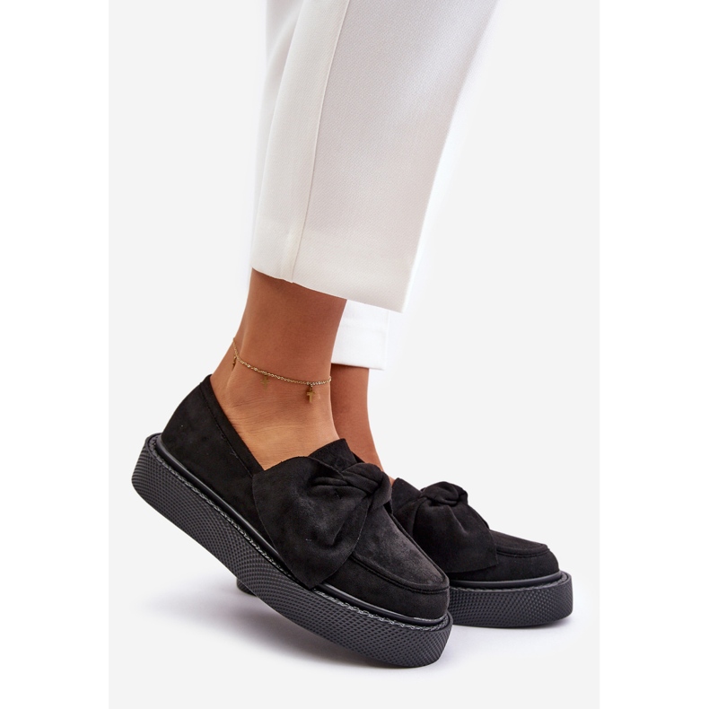 Mocassins Femme Sur Plateforme Avec Noeud, Noir Naivine 1