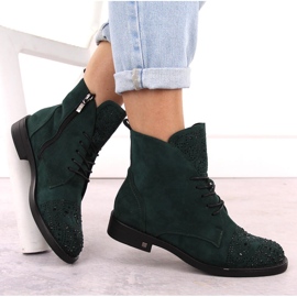 Bottines femme avec zircons, vert Potocki SZ12178 4