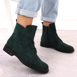 Bottines femme avec zircons, vert Potocki SZ12178 5