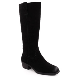 Bottes de cowboy noires en cuir pour femmes par Sergio Leone KZ268 2