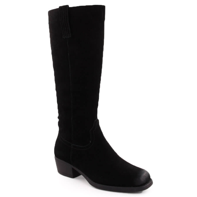 Bottes de cowboy noires en cuir pour femmes par Sergio Leone KZ268 2