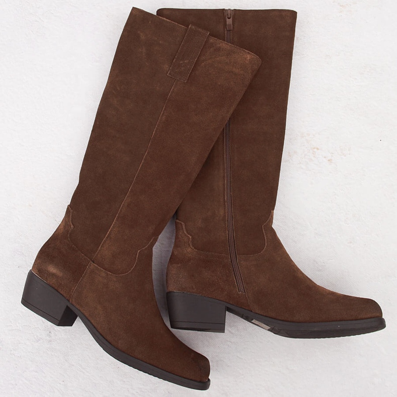 Bottes de cowboy pour femmes en cuir marron par Sergio Leone KZ268 brun 2