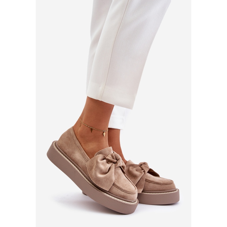 Mocassins Femme Sur Plateforme Avec Noeud, Beige Naivine 1 Mocassins Femme Sur Plateforme Avec Noeud, Beige Naivine 1