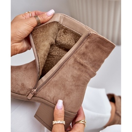 Bottines isolées beiges pour femmes avec un talon bas supérieur froncé Zinanya 2