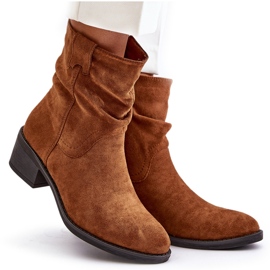 Camel Zinanya bottes isolées pour femmes avec un talon bas supérieur froncé brun 10