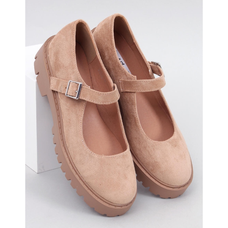 Holmess - Ballerines à plateforme et lanières kaki beige 1