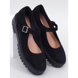 Holmess Ballerines plates-formes à lanières noires 1
