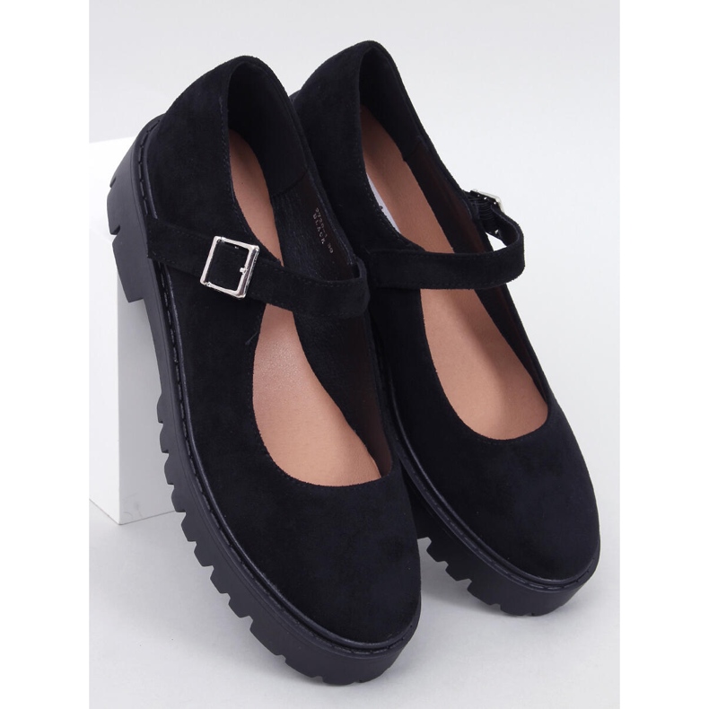 Holmess Ballerines plates-formes à lanières noires 1