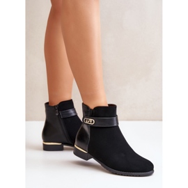 Bottes isolées à talon plat pour femme avec détail doré, noir Ravasira le noir 2