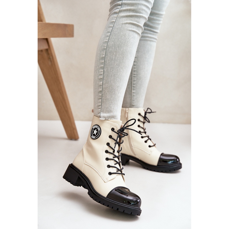 Bottes Worker Avec Fermeture Éclair, Isolées Beige et Noir Soratta 2