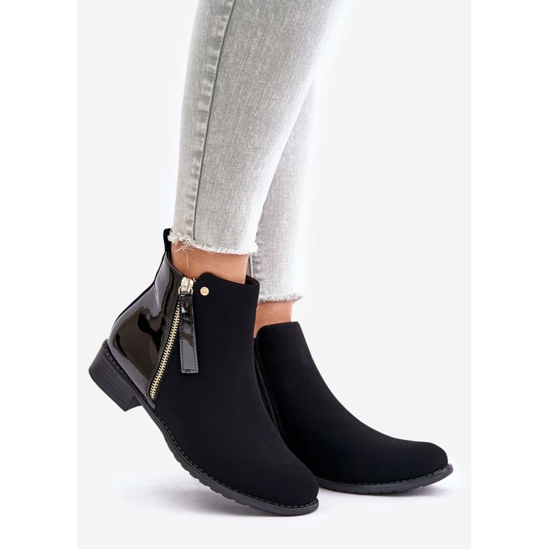 Bottines isolées à talon plat et tige basse, Noir Zinariella le noir 1