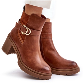 Bottes à talons hauts pour femmes, isolées, Camel Inabelle brun 12