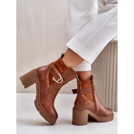 Bottes à talons hauts pour femmes, isolées, Camel Inabelle brun 9