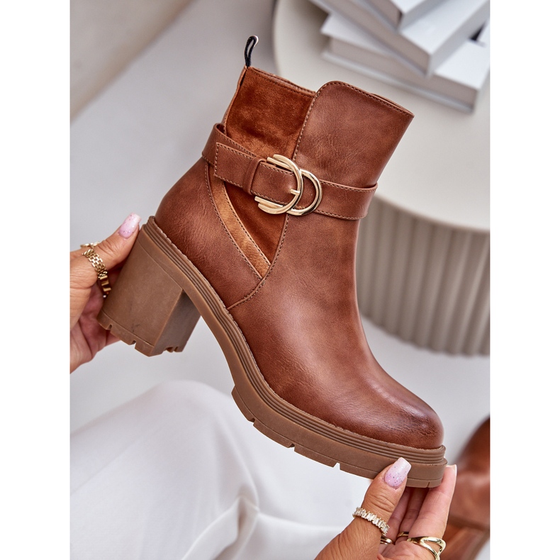 Bottes à talons hauts pour femmes, isolées, Camel Inabelle brun 2