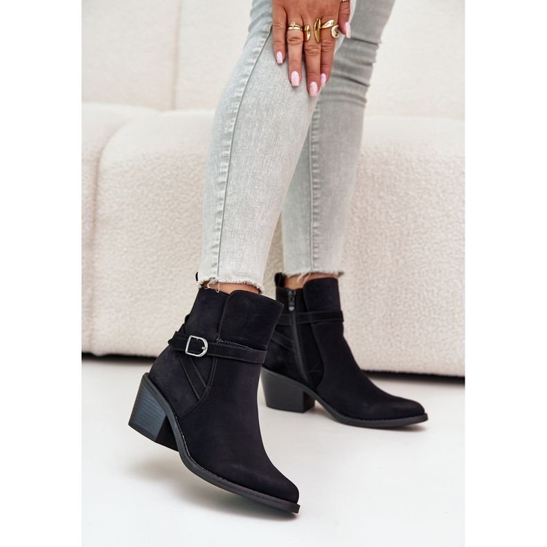 Bottes de cowboy noires à talons hauts Glamer avec bouts pointus, isolées et zippées 2