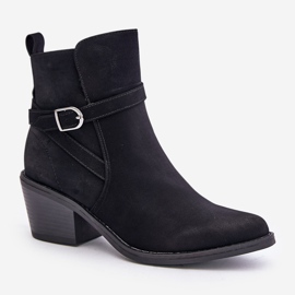 Bottes de cowboy noires à talons hauts Glamer avec bouts pointus, isolées et zippées le noir 4