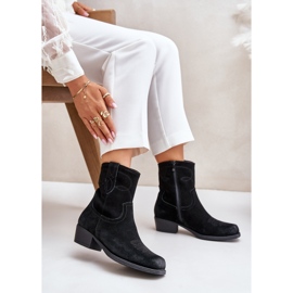 Bottes de cowboy à talons bas pour femmes en daim chaudes Sergio Leone BT284-S Noir le noir 5