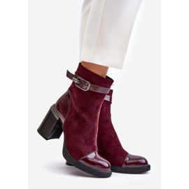 S.Barski Bottes isolées pour femmes à talon haut avec boucle décorative D&amp;A MR880-085 Bordeaux rouge 1