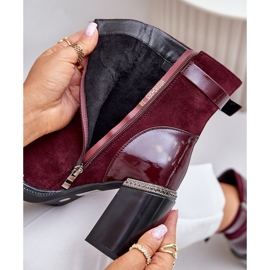 S.Barski Bottes isolées pour femmes à talon haut avec boucle décorative D&amp;A MR880-085 Bordeaux rouge 2