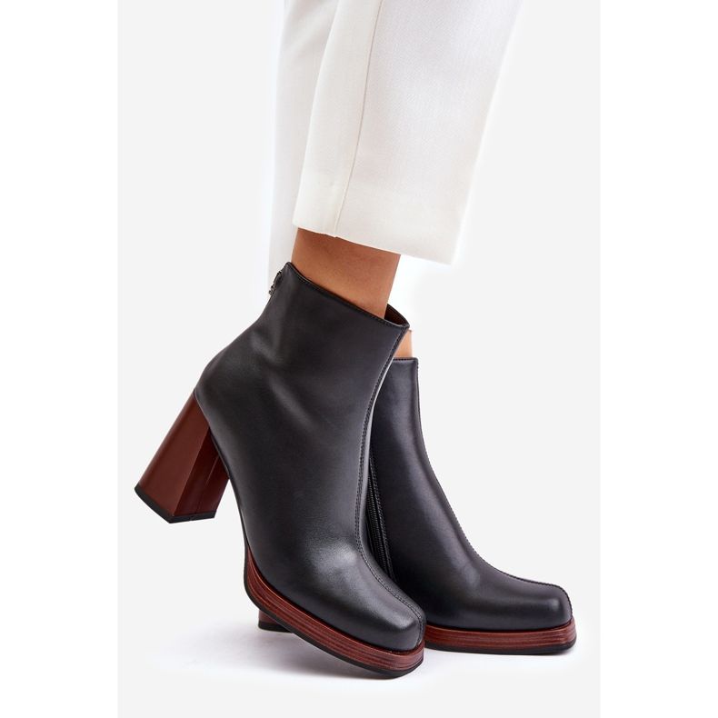 S.Barski Bottes en cuir pour femmes à talons hauts isolées D&amp;A JC42-37 Noir le noir 1