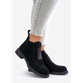 S.Barski Bottines basses en daim sur talons plats isolées D&amp;A JC42-23 Noir 1