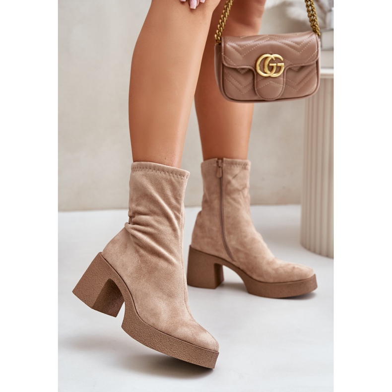 Bottes Pour Femmes Sur Plateforme Et Talon Massif S.Barski HY42-739 Beige 2