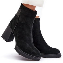 S.Barski Bottines à talons hauts isolées en daim D&amp;A CR42-106 Noir le noir 9