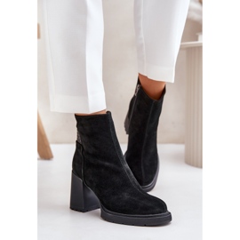 S.Barski Bottines à talons hauts isolées en daim D&amp;A CR42-106 Noir le noir 3