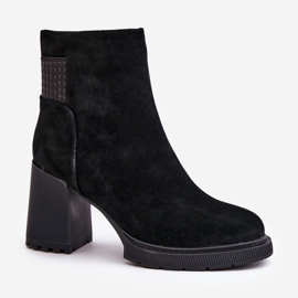 S.Barski Bottines à talons hauts isolées en daim D&amp;A CR42-106 Noir le noir 4