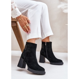 S.Barski Bottines à talons hauts isolées en daim D&amp;A CR42-106 Noir le noir 7