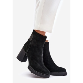 S.Barski Bottines à talons hauts isolées en daim D&amp;A CR42-106 Noir 1