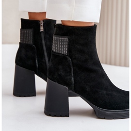 S.Barski Bottines à talons hauts isolées en daim D&amp;A CR42-106 Noir le noir 5
