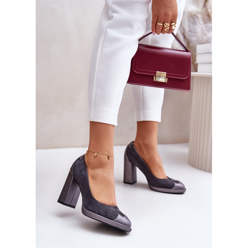 Escarpins à talons hauts en daim Laura Messi 2702 Gris 2