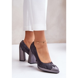 Escarpins à talons hauts en daim Laura Messi 2702 Gris 3