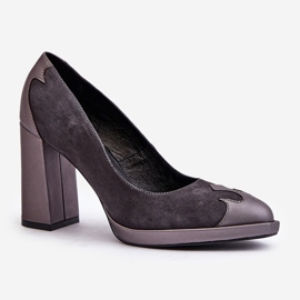 Escarpins à talons hauts en daim Laura Messi 2702 Gris 4