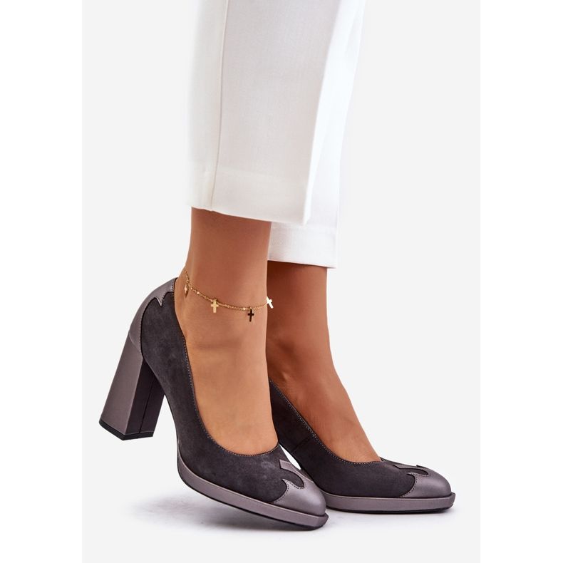 Escarpins à talons hauts en daim Laura Messi 2702 Gris 1